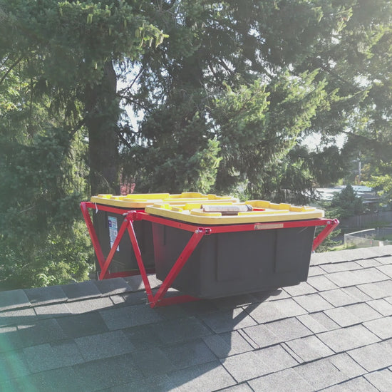 Drone footage of Roof Buck on roof with bins installed